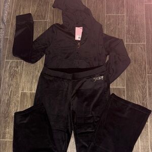Juicy Couture Black Velour Track Suit. Jacket and pants included.